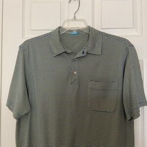 J. McLaughlin Polo in Stripe Yellow/Blue Mens L Casual Short Sleeve